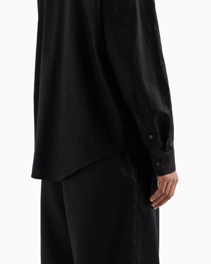 ARMANI EXCHANGE Armani Exchange Erkek Uzun Kol Normal Gömlek Yaka Günlük Siyah Gömlek XM000431 AF13131-FC041