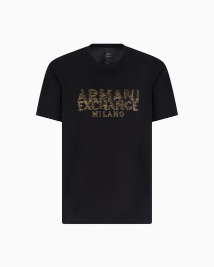 ARMANI EXCHANGE Armani Exchange Erkek Kısa Kol Bisiklet Yaka ARMANİ Büyük Yazı Detay Pamuklu Siyah T-Shirt XM000326 AF10364-UC001
