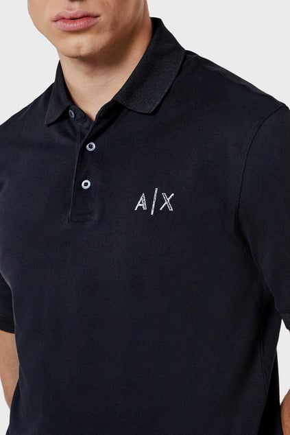 ARMANI EXCHANGE Armani Exchange Erkek AX Logolu Normal Kalıp %100 Pamuklu Kısa Kollu Lacivert Polo Yaka T-Shirt XM000330 AF10366-UB101