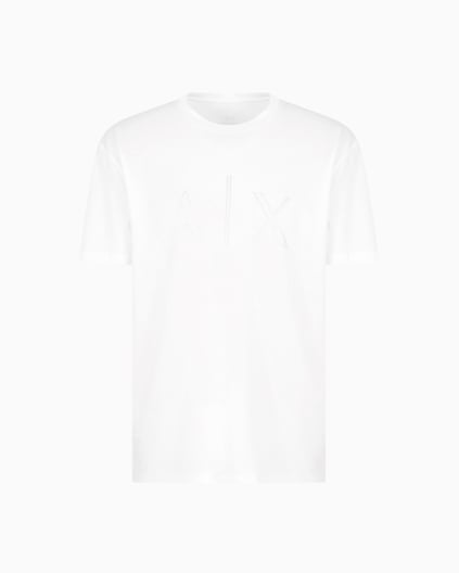 ARMANI EXCHANGE Armani Exchange Erkek Kısa Kol AX Yazı Desen Pamuklu Bisiklet Yaka Beyaz T-Shirt XM000325 AF10364-U0009