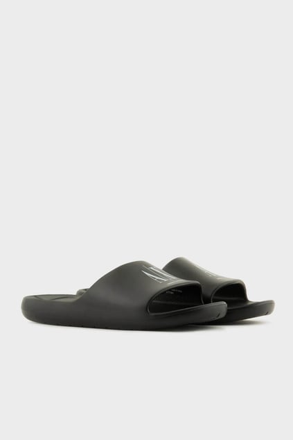 ARMANI EXCHANGE Armani Exchange Erkek Rahat Düz Taban AX Logolu Siyah-Beyaz Terlik XUP012 XV675-S277