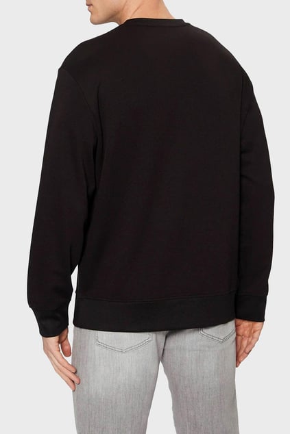 ARMANI EXCHANGE Armani Exchange Erkek Regular Fit Gold Taş Süslemeli AX Logolu Yuvarlak Yakalı Uzun Kollu Siyah Sweatshirt XM000331 AF12269-UC001