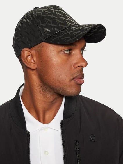 ARMANI EXCHANGE Armani Exchange Erkek Önü Logolu ve Deri Detaylı Twill Kumaşlı Vizörlü Siyah Spor Şapka 954229 CC813-00020