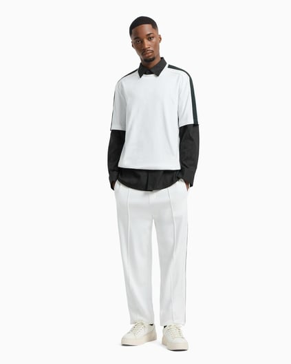 ARMANI EXCHANGE Armani Exchange Erkek Normal Kalıp Yuvarlak Yaka Omuzlardan Uzanan Logo Bantlı Kısa Kollu Beyaz T-Shirt XM000322 AF10361-U0009