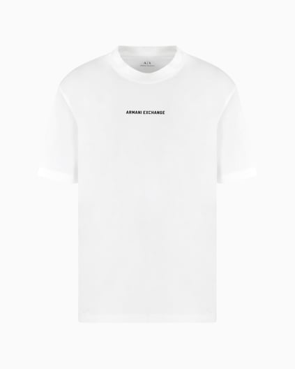 ARMANI EXCHANGE Armani Exchange Erkek Normal Kesim %100 Pamuklu Önü ve Arkası Logolu Yuvarlak Yaka Kısa Kollu Beyaz T-Shirt XM000588 AF12308-U0009