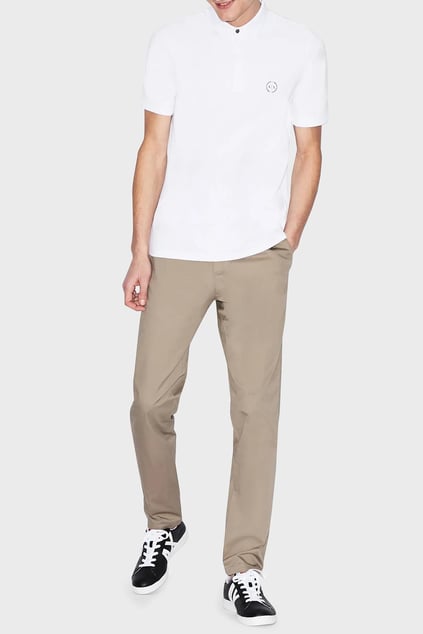 ARMANI EXCHANGE Armani Exchange Erkek Polo Yaka Kısa Kollu Sol Gögüs Üzeri AX Desenli Beyaz Polo Yaka T-Shirt 8NZF91 ZJ81Z-1100