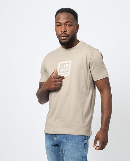 ARMANI EXCHANGE Armani Exchange Erkek Regular Fit Pamuklu Yuvarlak Yakalı Göğüste Kabartmalı Logo Desenli Kısa Kollu Bej T-Shirt XM000545 AF10361-U6167