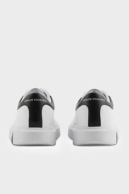 ARMANI EXCHANGE Armani Exchange Erkek Rahat Düz Taban Deri Beyaz Sneaker XUX123 XV534-K488