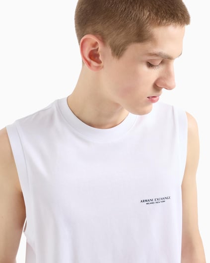 ARMANI EXCHANGE Armani Exchange Erkek Kısa Kol AX Yazı Desen Pamuklu Bisiklet Yaka Beyaz T-Shirt 8NZH97 ZJ9AZ-1100