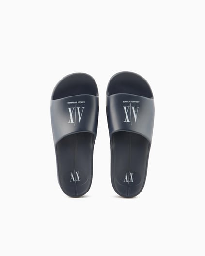 ARMANI EXCHANGE Armani Exchange Erkek Rahat Düz Taban AX Logolu Lacivert Terlik XUP012 XV675-K487