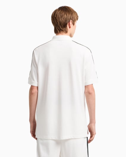 ARMANI EXCHANGE Armani Exchange Erkek Normal Kalıp Omuz Marka Bantlı %100 Pamuklu Kısa Kollu Beyaz Polo Yaka T-Shirt XM000307 AF10366-U0009