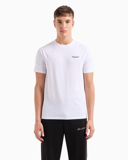 ARMANI EXCHANGE Armani Exchange Erkek Kısa Kol AX Yazı Desen Pamuklu Bisiklet Yaka Beyaz T-Shirt 8NZT91 Z8H4Z-1100