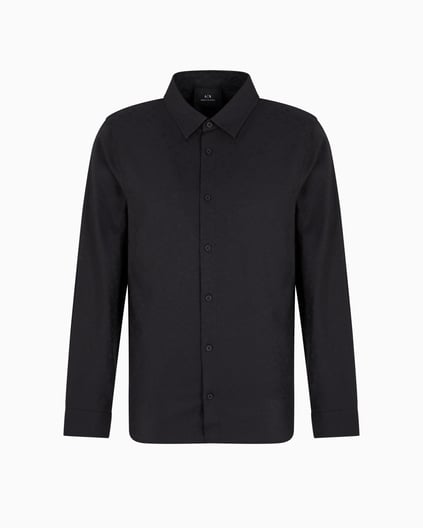 ARMANI EXCHANGE Armani Exchange Erkek Uzun Kol Normal Gömlek Yaka Günlük Siyah Gömlek XM000431 AF13131-FC041