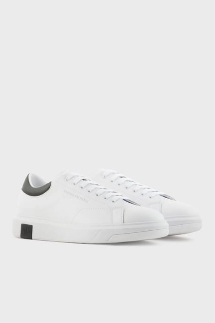 ARMANI EXCHANGE Armani Exchange Erkek Rahat Düz Taban Deri Beyaz Sneaker XUX123 XV534-K488