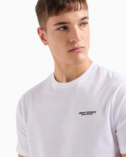 ARMANI EXCHANGE Armani Exchange Erkek Kısa Kol AX Yazı Desen Pamuklu Bisiklet Yaka Beyaz T-Shirt 8NZT91 Z8H4Z-1100