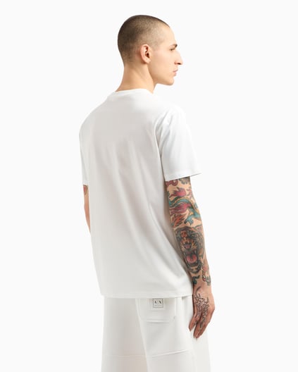 ARMANI EXCHANGE Armani Exchange Erkek Kısa Kol AX Yazı Desen Pamuklu Bisiklet Yaka Beyaz T-Shirt XM000325 AF10364-U0009