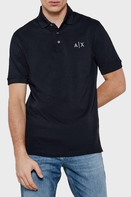 ARMANI EXCHANGE Armani Exchange Erkek AX Logolu Normal Kalıp %100 Pamuklu Kısa Kollu Lacivert Polo Yaka T-Shirt XM000330 AF10366-UB101