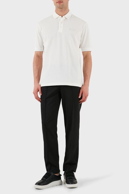 ARMANI EXCHANGE Armani Exchange Erkek AX Logolu Normal Kalıp %100 Pamuklu Kısa Kollu Beyaz Polo Yaka T-Shirt XM000330 AF10366-U0009
