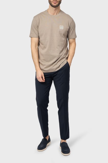 ARMANI EXCHANGE Armani Exchange Erkek Yumuşak Pamuklu Yuvarlak Yaka Regular Fit Kısa Kollu Bej T-Shirt XM000546 AF10361-U6167