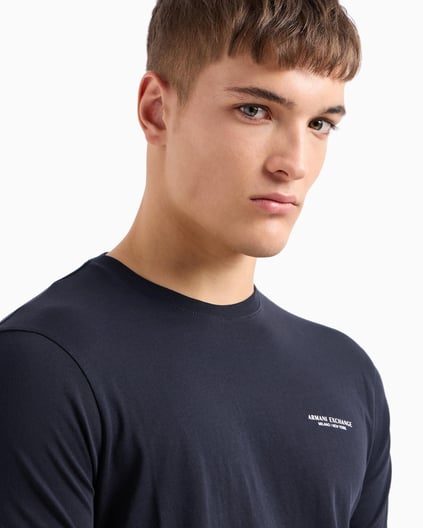 ARMANI EXCHANGE Armani Exchange Erkek Kısa Kol AX Yazı Desen Pamuklu Bisiklet Yaka Lacivert T-Shirt 8NZT91 Z8H4Z-1510