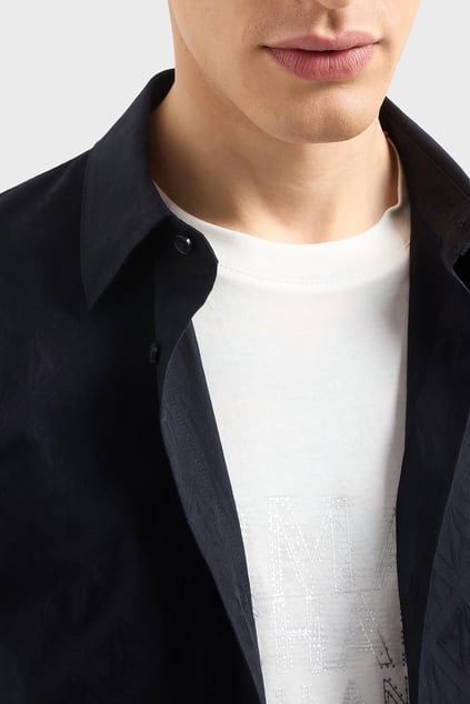 ARMANI EXCHANGE Armani Exchange Erkek Regular Fit Pamuklu Tüm Yüzeyde Ton Sür Ton Logolu Uzun Kollu Lacivert Gömlek XM000197 AF12179-UB101