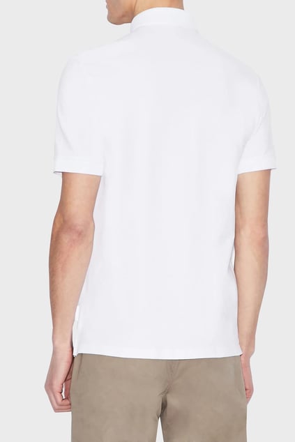 ARMANI EXCHANGE Armani Exchange Erkek Polo Yaka Kısa Kollu Sol Gögüs Üzeri AX Desenli Beyaz Polo Yaka T-Shirt 8NZF91 ZJ81Z-1100