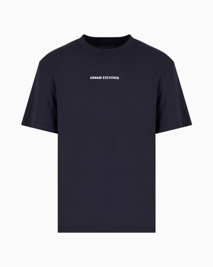 ARMANI EXCHANGE Armani Exchange Erkek Normal Kesim %100 Pamuklu Önü ve Arkası Logolu Yuvarlak Yaka Kısa Kollu Lacivert T-Shirt XM000588 AF12308-UB101