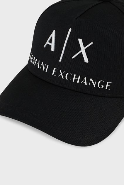 ARMANI EXCHANGE Armani Exchange Erkek Pamuklu Nefes Alabilir Kumaş AX Logolu Ayarlanabilir Siyah-Beyaz Spor Şapka 954039 CC513-00121