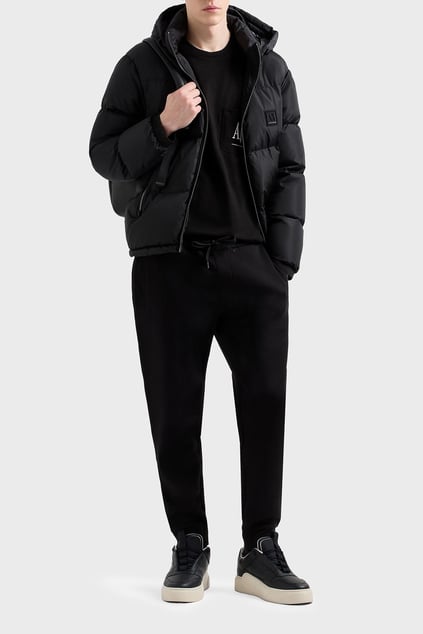 ARMANI EXCHANGE Armani Exchange Erkek Normal Kalıp Beli ve Paçası Lastikli Pamuklu Siyah Pantolon XM000373 AF10818-UC001