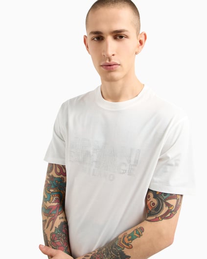 ARMANI EXCHANGE Armani Exchange Erkek Kısa Kol Bisiklet Yaka ARMANİ Büyük Yazı Detay Pamuklu Beyaz T-Shirt XM000326 AF10364-U0009