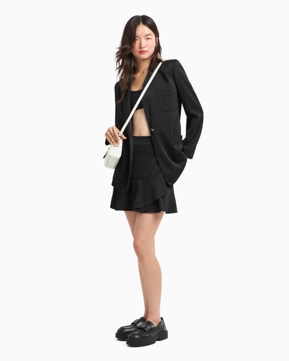 ARMANI EXCHANGE Armani Exchange Kadın Mat Saten Kumaş Tek Düğmeli Siyah Ceket XW000140 AF10840-UC001