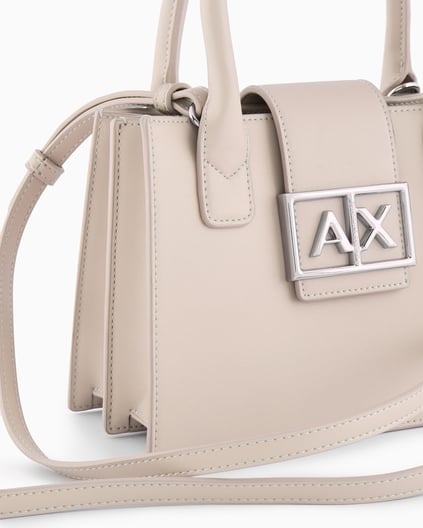 ARMANI EXCHANGE Armani Exchange Kadın Deri AX Yazı Detay Klasik Model İçi Geniş Ekru Omuz Çantası XW000306 AF12039-U1095