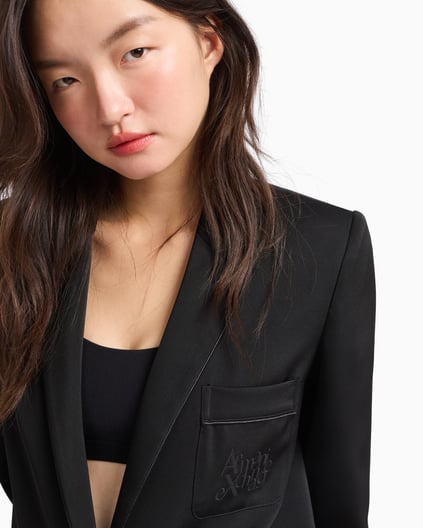 ARMANI EXCHANGE Armani Exchange Kadın Mat Saten Kumaş Tek Düğmeli Siyah Ceket XW000140 AF10840-UC001