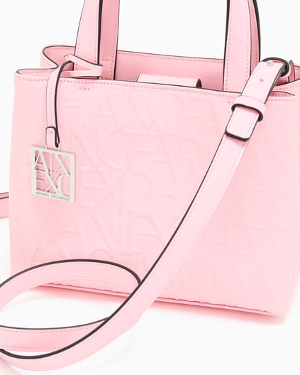 ARMANI EXCHANGE Armani Exchange Kadın Deri AX Yazı Desenli İç Bölmeli Kısa Ve Uzun Askılı Pembe Omuz Çantası 942647 CC794-U4176