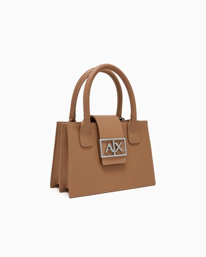 ARMANI EXCHANGE Armani Exchange Kadın Deri AX Yazı Detay Klasik Model İçi Geniş Kahverengi Omuz Çantası XW000306 AF12039-U2069