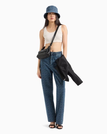 ARMANI EXCHANGE Armani Exchange Kadın Örgü Açık Yuvarlak Yakalı Dar Kalıp Crop Ekru Büstiyer XW000577 AF12740-U1003