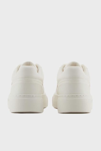 ARMANI EXCHANGE Armani Exchange Kadın Rahat Dolgulu Taban Logolu Kontrast Yan Bantlı Nefes Alabilen Üst Yüzeyli Beyaz-Altın Sneaker XDX176 XV917-T779