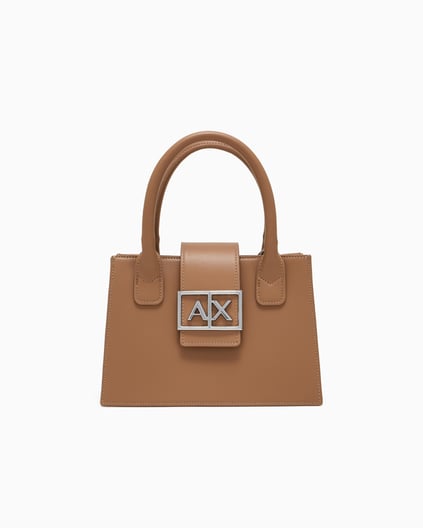 ARMANI EXCHANGE Armani Exchange Kadın Deri AX Yazı Detay Klasik Model İçi Geniş Kahverengi Omuz Çantası XW000306 AF12039-U2069