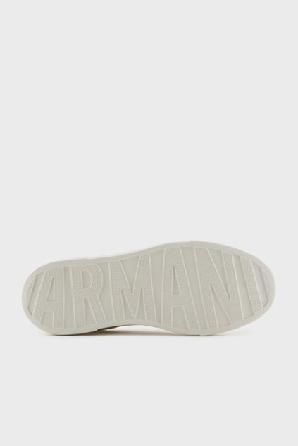 ARMANI EXCHANGE Armani Exchange Kadın Rahat Dolgulu Taban Logolu Kontrast Yan Bantlı Nefes Alabilen Üst Yüzeyli Beyaz-Altın Sneaker XDX176 XV917-T779