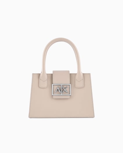 ARMANI EXCHANGE Armani Exchange Kadın Deri AX Yazı Detay Klasik Model İçi Geniş Ekru Omuz Çantası XW000306 AF12039-U1095