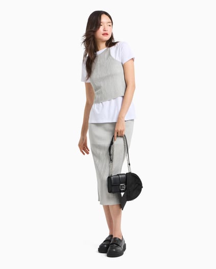 ARMANI EXCHANGE Armani Exchange Kadın Normal Kesim Yuvarlak Yaka Simli Logolu Kısa Kollu Beyaz T-Shirt XW000109 AF10359-U0002