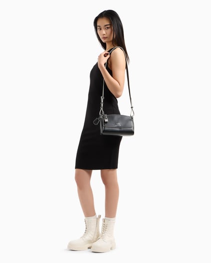 ARMANI EXCHANGE Armani Exchange Kadın Yuvarlak Yakalı Kolsuz Kısa Siyah Elbise XW000943 AF13729-UC001