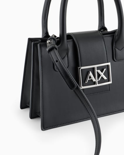 ARMANI EXCHANGE Armani Exchange Kadın Deri AX Yazı Detay Klasik Model İçi Geniş Siyah Omuz Çantası XW000306 AF12039-UC001