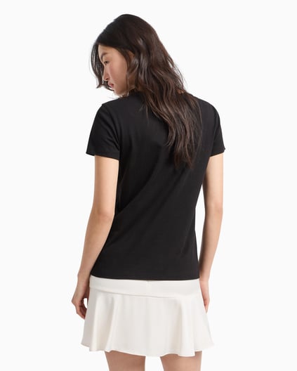 ARMANI EXCHANGE Armani Exchange Kadın Normal Kesim Yuvarlak Yaka Simli Logolu Kısa Kollu Siyah T-Shirt XW000109 AF10359-UC001