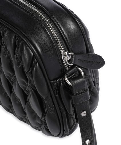 Armani Exchange Armani Exchange Kadın Örgü Desenli Marka Logolu Ayarlanabilir Omuz Askılı Deri Siyah Omuz Çantası 949194 4F795-00020