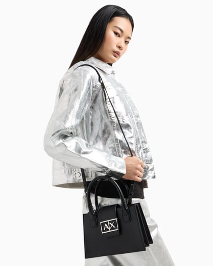 ARMANI EXCHANGE Armani Exchange Kadın Deri AX Yazı Detay Klasik Model İçi Geniş Siyah Omuz Çantası XW000306 AF12039-UC001