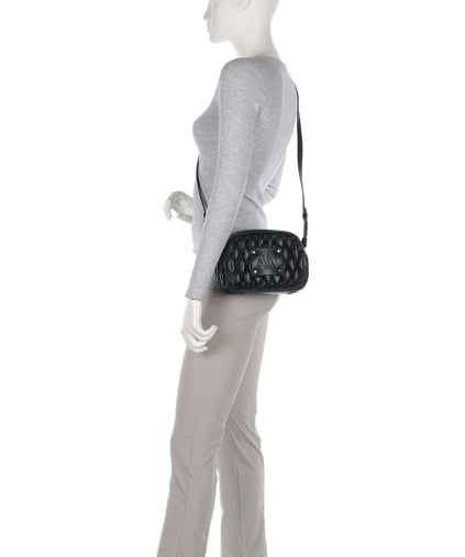 Armani Exchange Armani Exchange Kadın Örgü Desenli Marka Logolu Ayarlanabilir Omuz Askılı Deri Siyah Omuz Çantası 949194 4F795-00020
