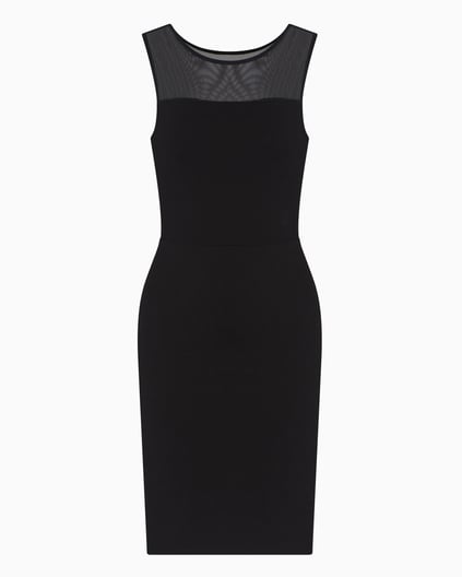 ARMANI EXCHANGE Armani Exchange Kadın Yuvarlak Yakalı Kolsuz Kısa Siyah Elbise XW000943 AF13729-UC001