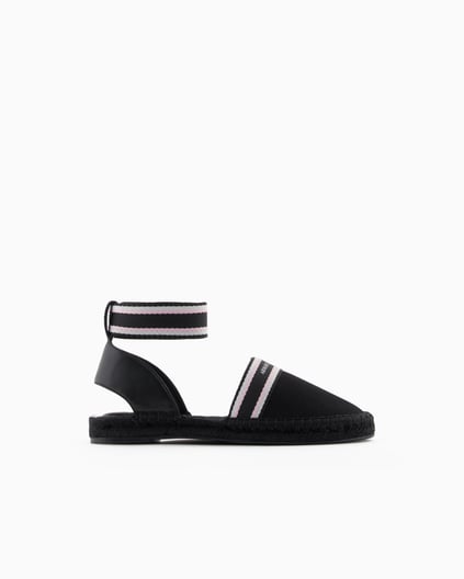 ARMANI EXCHANGE Armani Exchange Unısex Kontrsat Detaylı Bilek Bantlı Hasır Detaylı Taban Siyah Espadril XDS006 XV923-00002