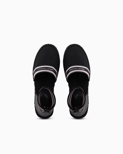 ARMANI EXCHANGE Armani Exchange Unısex Kontrsat Detaylı Bilek Bantlı Hasır Detaylı Taban Siyah Espadril XDS006 XV923-00002